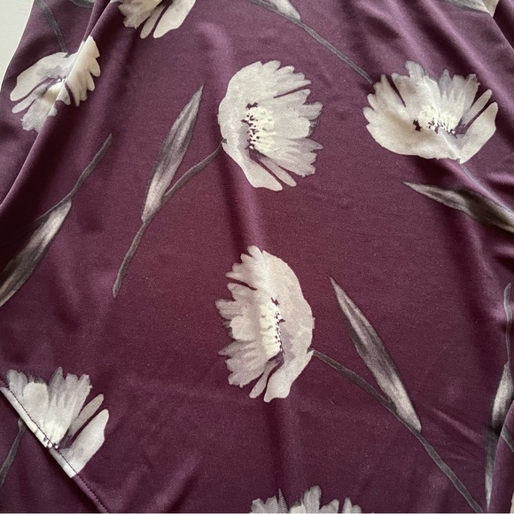 Alfani Purple Floral Faux Wrap Blouse Sz M - Picture 5 of 6
